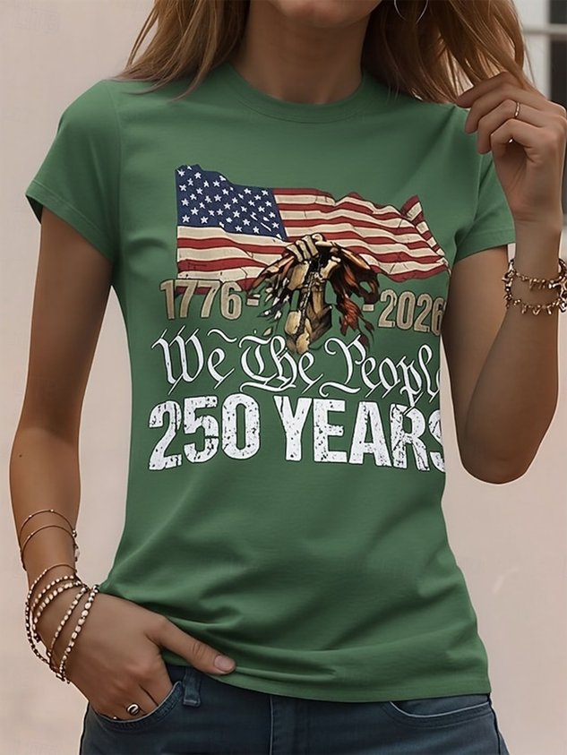 Independence Day Patriotic V-neck Long-sleeved Women's T-shirt