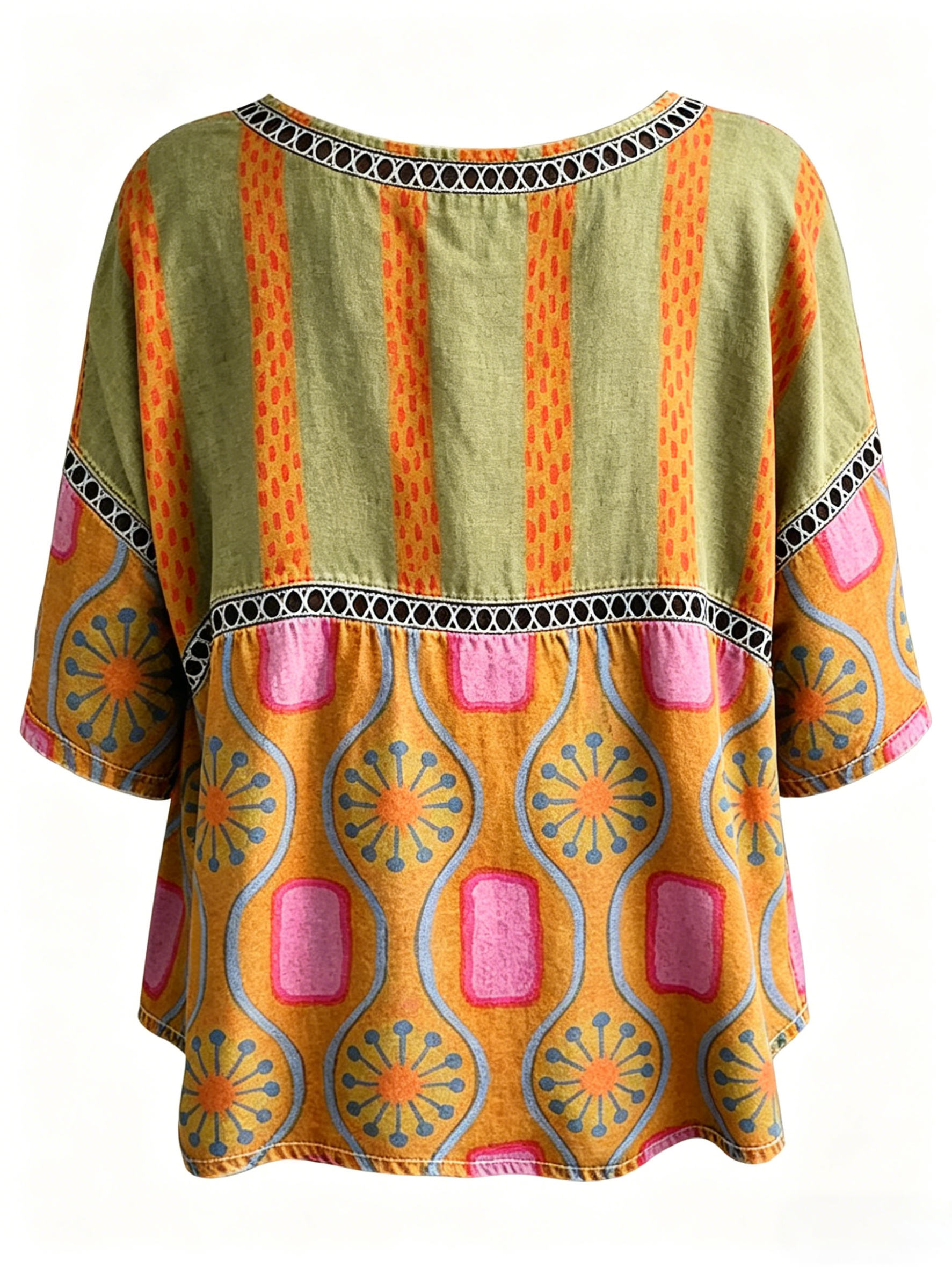 Abstract Print Linen Top | Women's Casual Loose Blouse