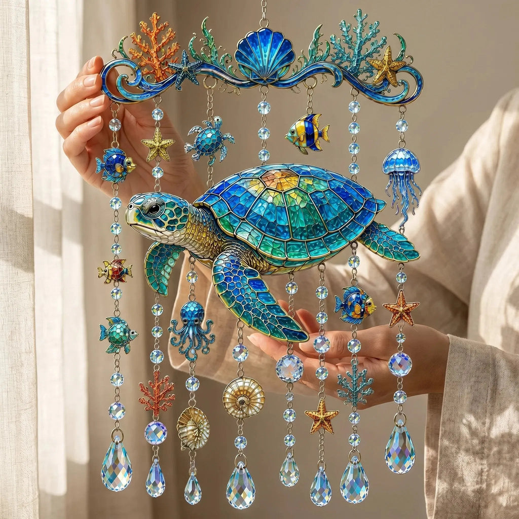 🌊Ocean-Themed Crystal Wind Chime – ✨Bring the Ocean Glow to Your Garden