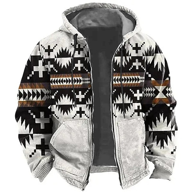 Men's Tribal Graphic Prints Hoodie Hoodies Sweatshirt Zip Hoodie Long Sleeve Hooded Sweatshirt Hooded Sports 3D Print Holiday Vacation Streetwear Blue Green Pocket Print Spring &  Fall Designer