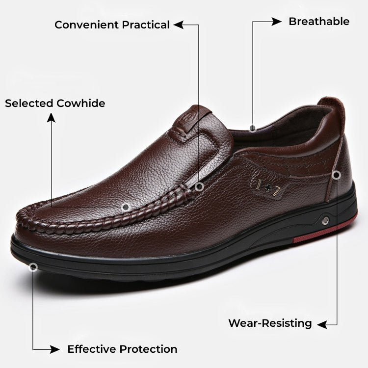 Men's Genuine Leather Soft Insole Casual Business Slip On Loafers