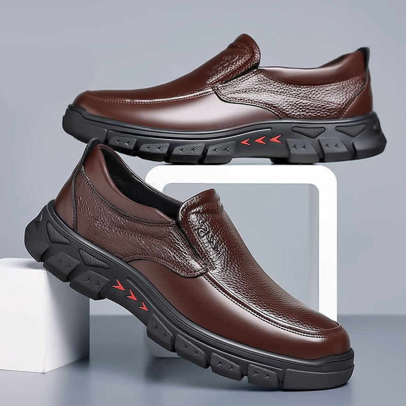 Men's Genuine Leather Comfy Casual Arch Support Slip-On Loafers