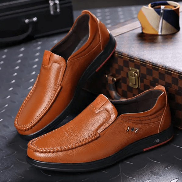 Men's Genuine Leather Soft Insole Casual Business Slip On Loafers