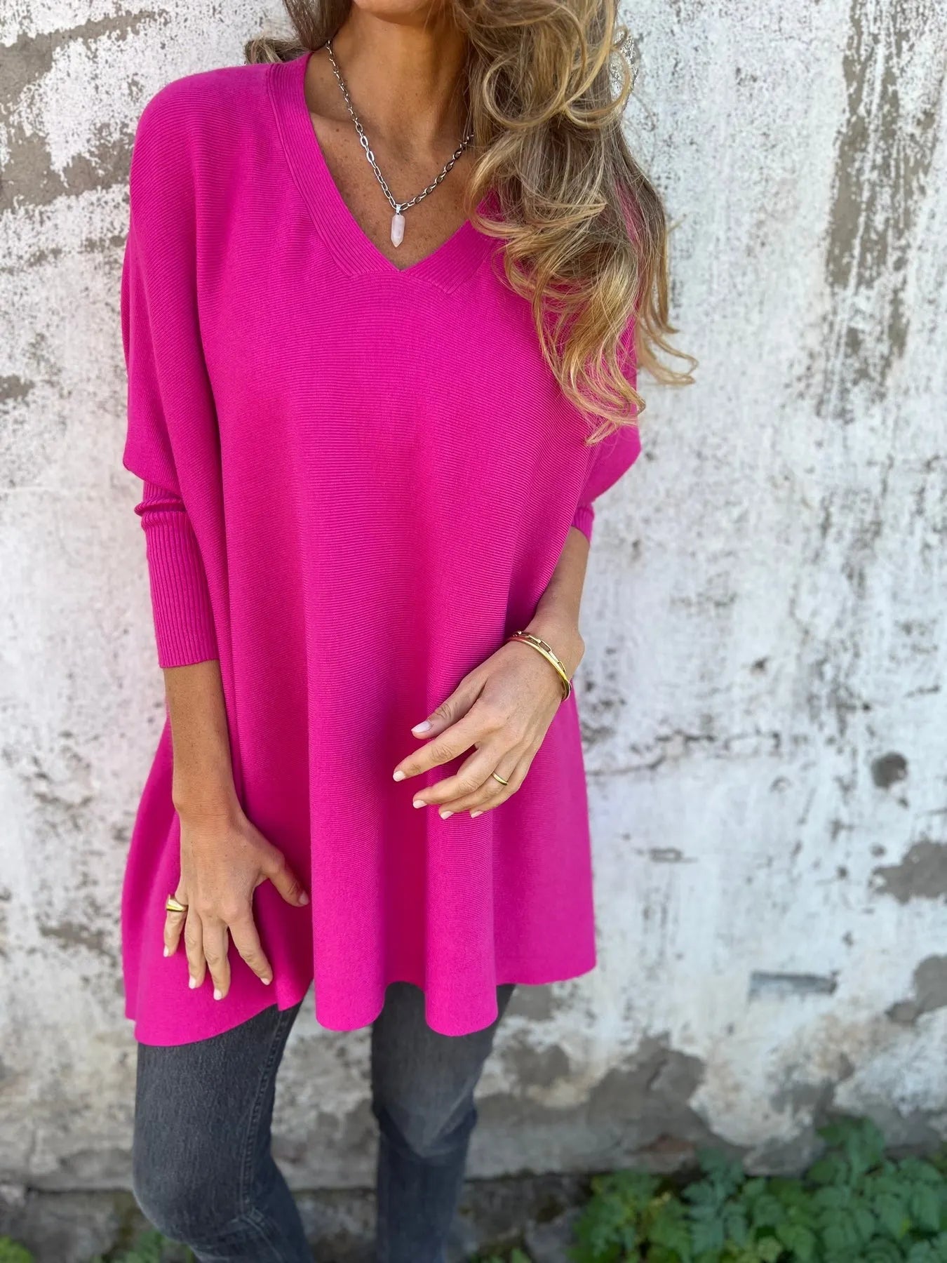 Knitted Loose Bat Top