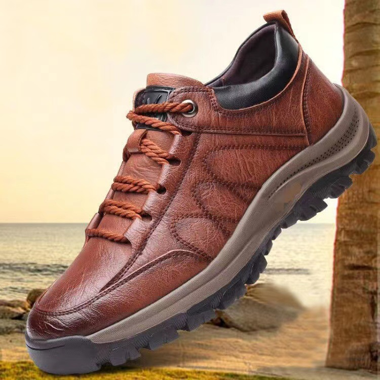 Men's non-slip outdoor leather British casual hiking shoes - Relieve Foot Pain