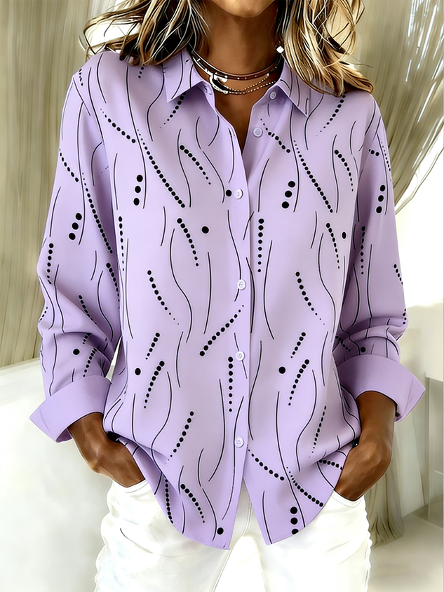 Vintage Abstract Polka Dots Shirt Collar Shirt
