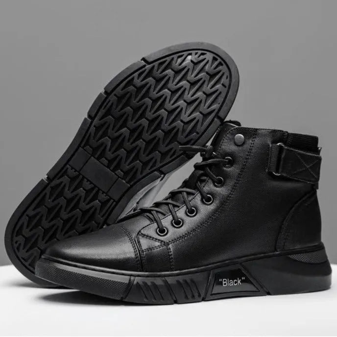 Men's Black Leather Solid Chelsea Boots