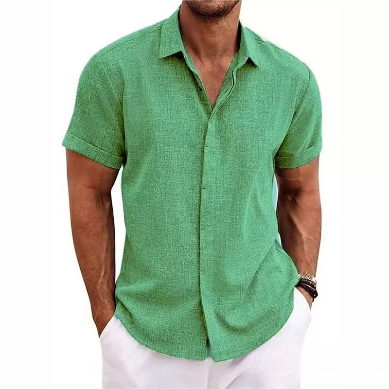 Short-sleeved Cotton Linen Shirt