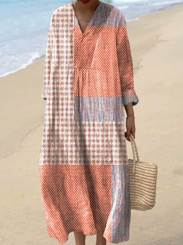 Women's Abstract Pattern Art Print Cotton Dress