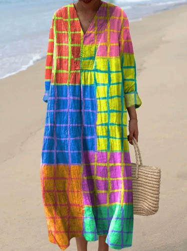 Women's Abstract Pattern Art Print Cotton Dress