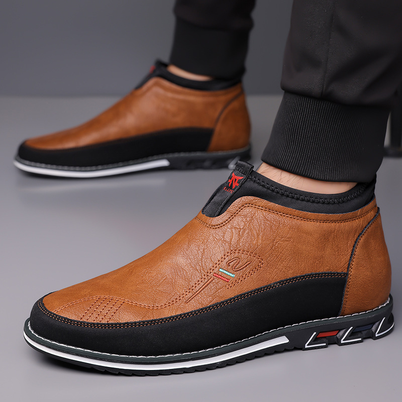Genuine leather tendon sole non-slip wear-resistant fashionable mid-tube men's boots