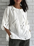 Abstract Print Linen Top | Women's Casual Loose Blouse