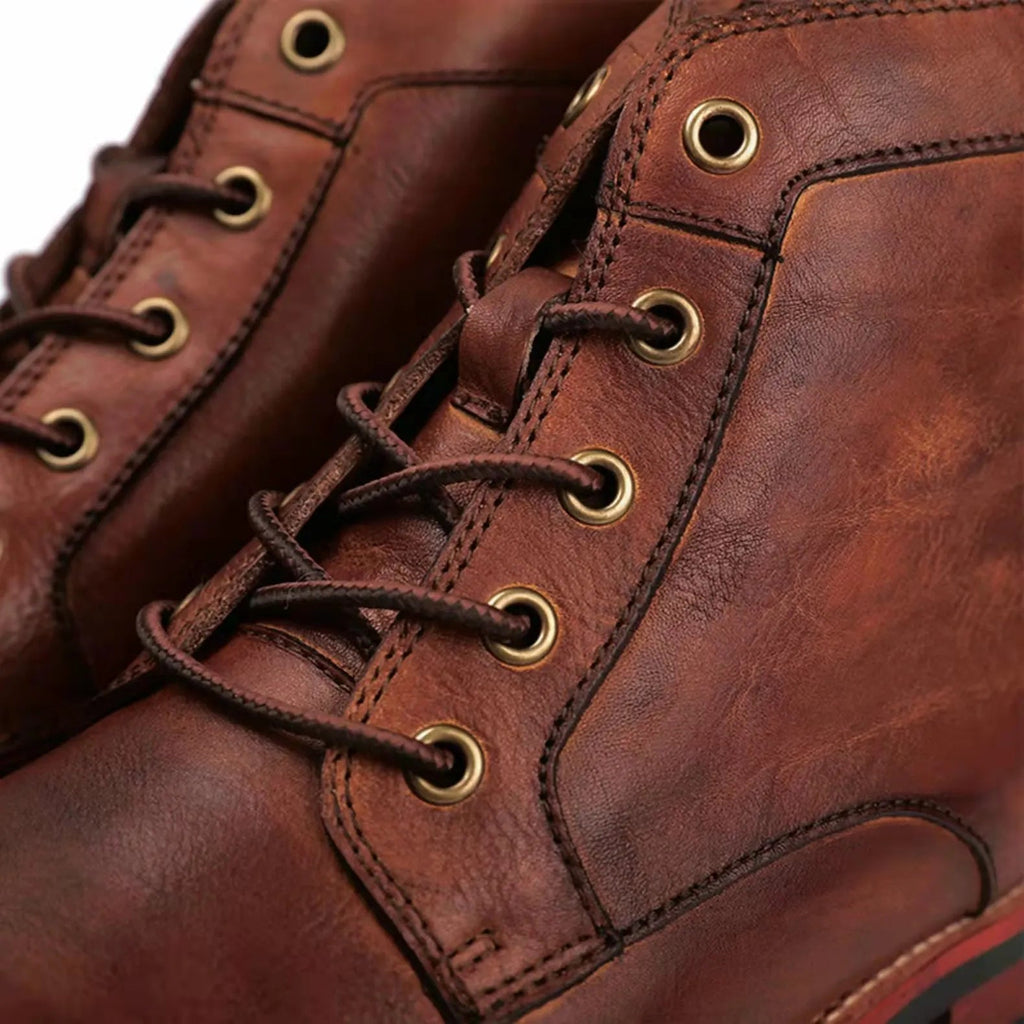 Men‘s Genuine Leather Waterproof Non-slip Arch Support Casual Work Boots