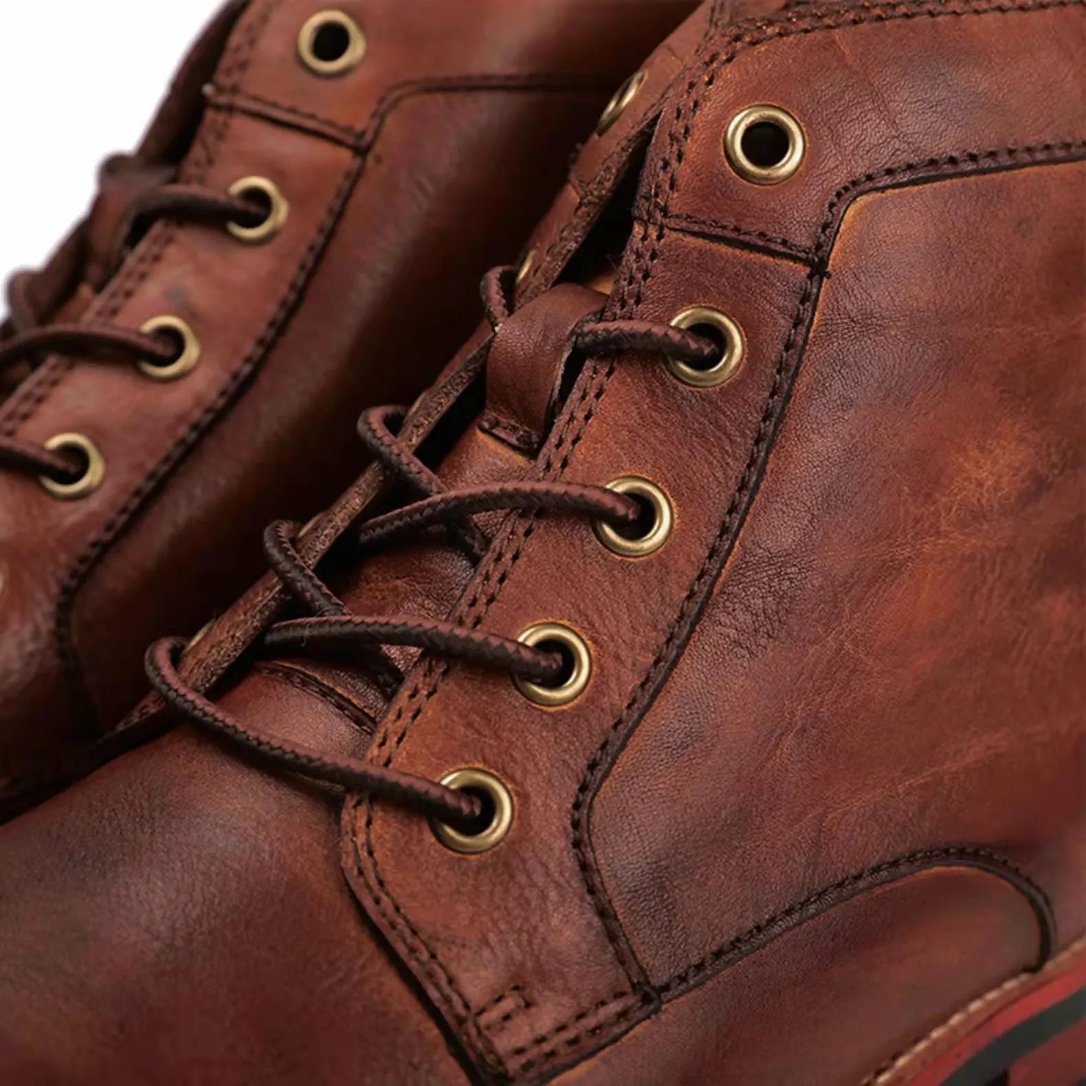 Men‘s Genuine Leather Waterproof Non-slip Arch Support Casual Work Boots