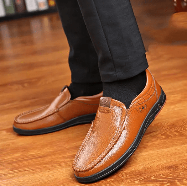Men's Genuine Leather Soft Insole Casual Business Slip On Loafers