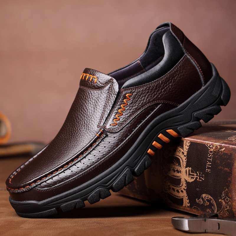 Mens Waterproof Non Slip Soft Insole Genuine Leather Shoes
