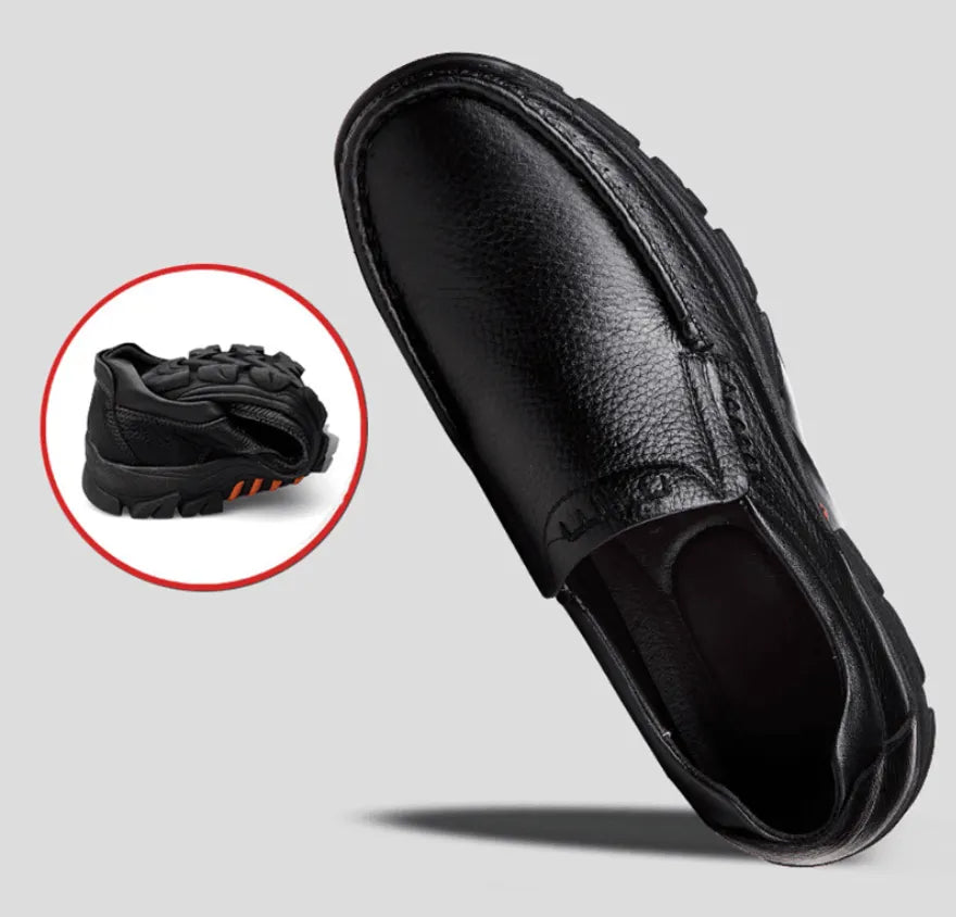 Mens Waterproof Non Slip Soft Insole Genuine Leather Shoes