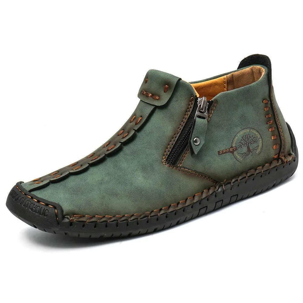 Autumn And Winter New Style Large Size Men's Shoes, Outdoor Casual Men's Tooling Boots, Hand-sewn Sets Of Foot Mid-cut Leather Boots