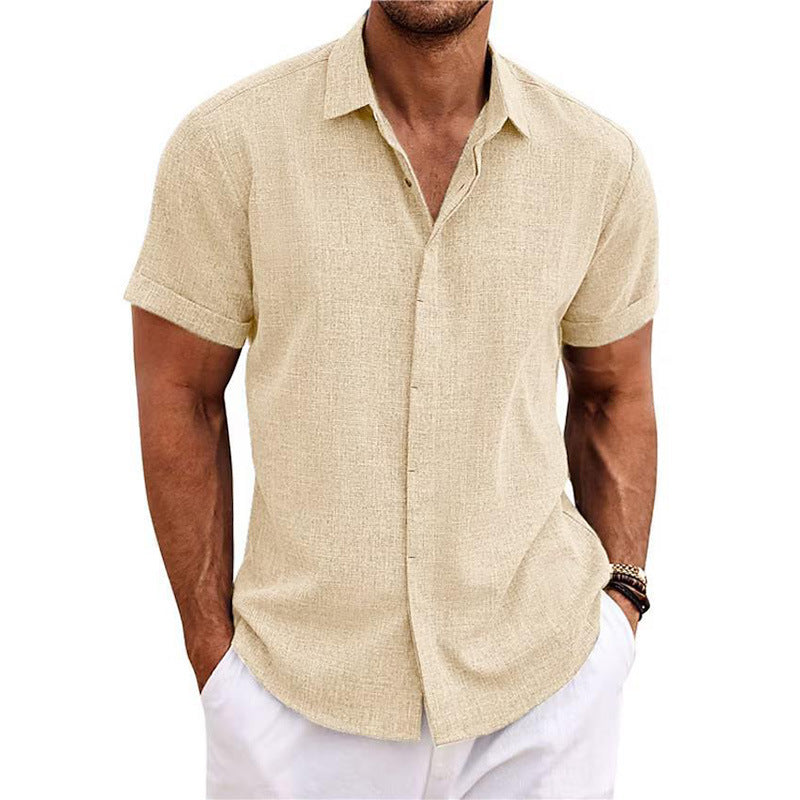 Short-sleeved Cotton Linen Shirt