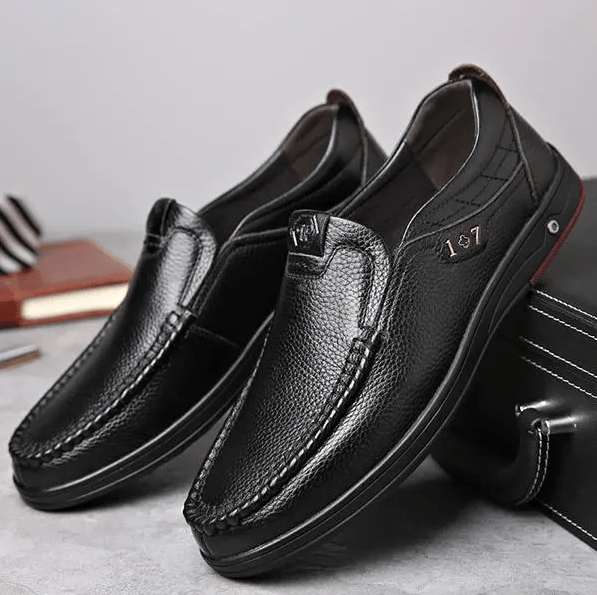 Men's Genuine Leather Soft Insole Casual Business Slip On Loafers