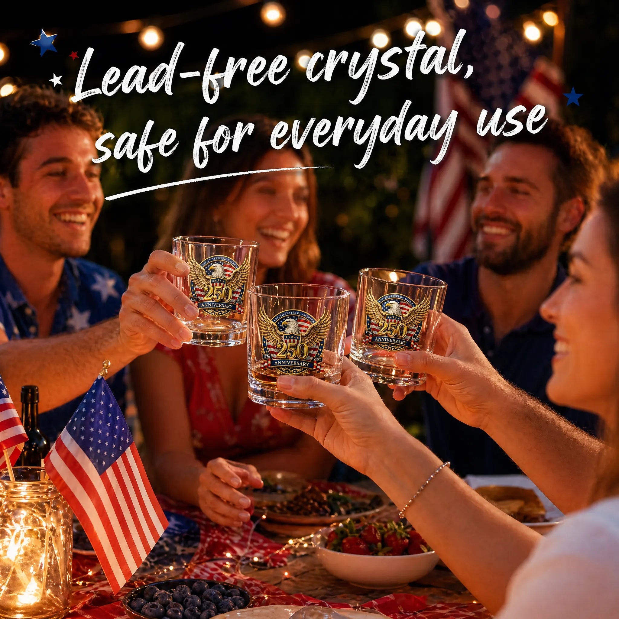 250th Anniversary American Patriotic Whiskey Glass 1776-2026