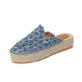 Summer Hollow Out Floral Embroidered Platform Mules