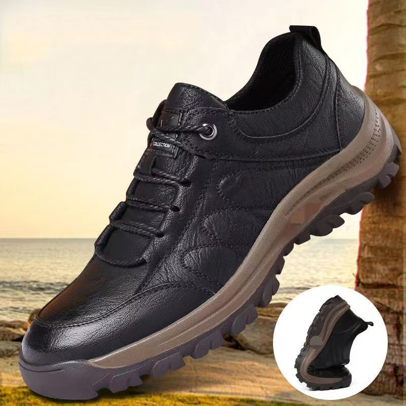 Men's non-slip outdoor leather British casual hiking shoes - Relieve Foot Pain