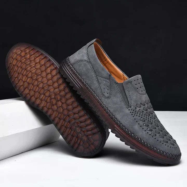 Men's genuine leather lightweight breathable casual orthopedic loafers