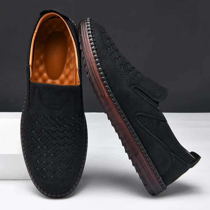 Men's genuine leather lightweight breathable casual orthopedic loafers