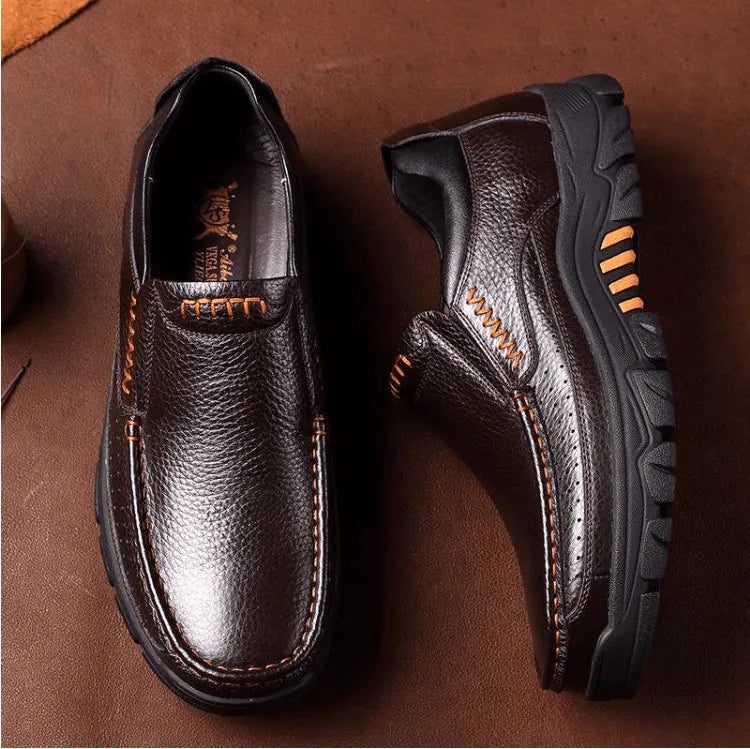 Mens Waterproof Non Slip Soft Insole Genuine Leather Shoes