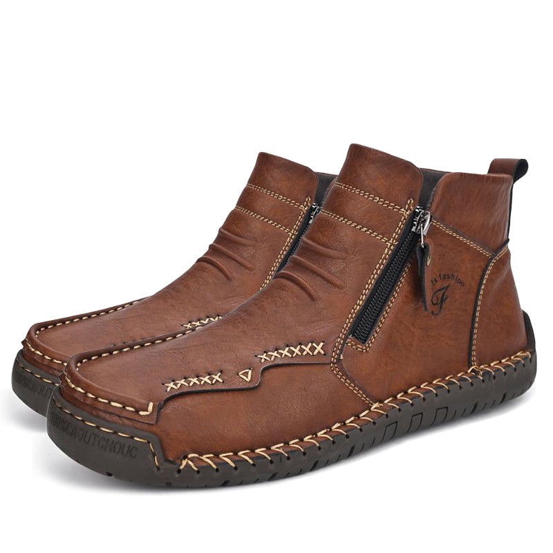 Men's Hand-sewn Cowhide Boots Comfortable Waterproof And Non-slip