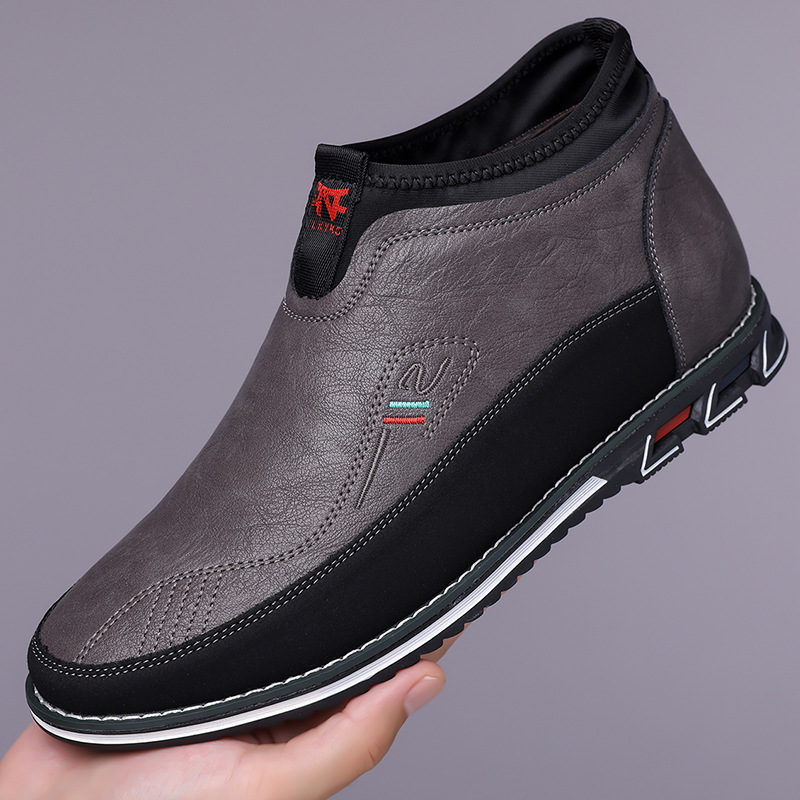 Genuine leather tendon sole non-slip wear-resistant fashionable mid-tube men's boots