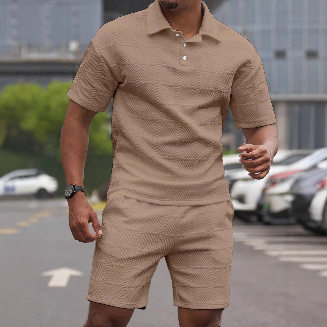 Men Textured Jacquard 2 Piece Matching Set