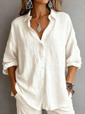 Women's Solid Color Linen Textured Shirt