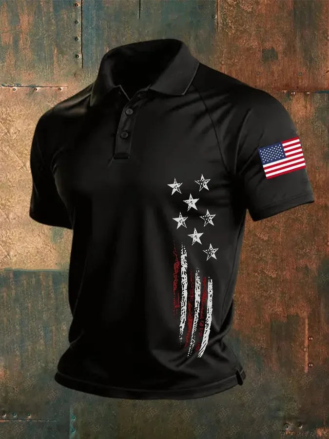 Men's American 250th Anniversary Print Casual Polo Shirt