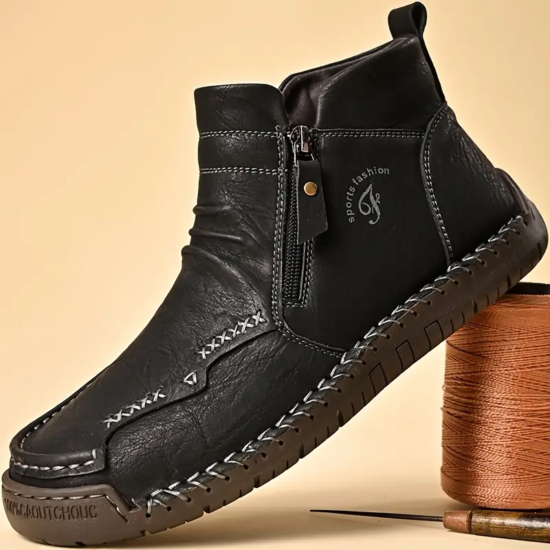 Men's Hand-sewn Cowhide Boots Comfortable Waterproof And Non-slip