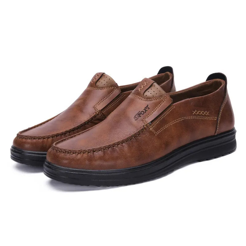 Men's Premium Leather Lightweight Comfy Casual Slip-on Loafers