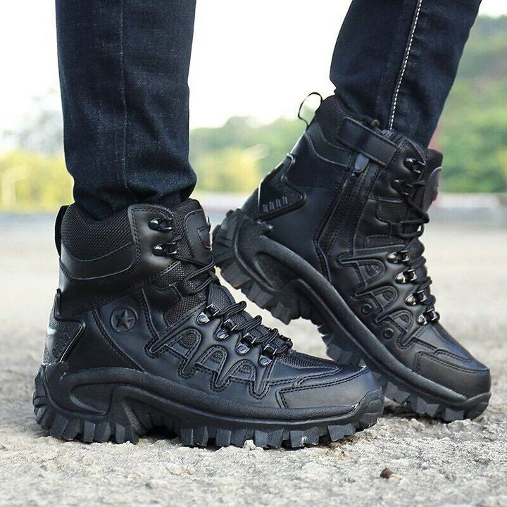 Men Military Combat Boots Waterproof Non-Slip Hiking Boots Anti-Puncture Work Boots