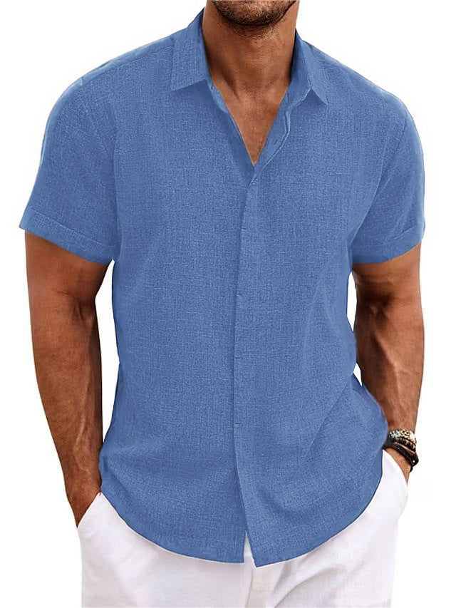 Short-sleeved Cotton Linen Shirt