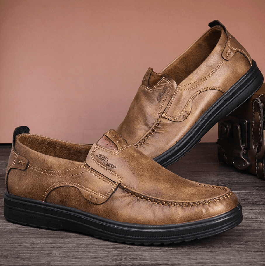 Men's Premium Leather Lightweight Comfy Casual Slip-on Loafers