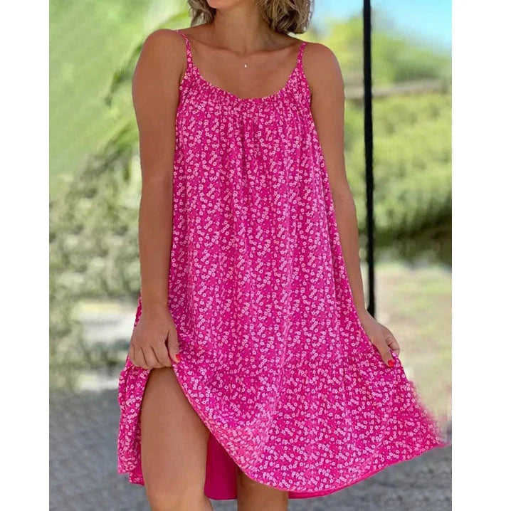 Women's Floral Print Spaghetti Strap Mini Dress
