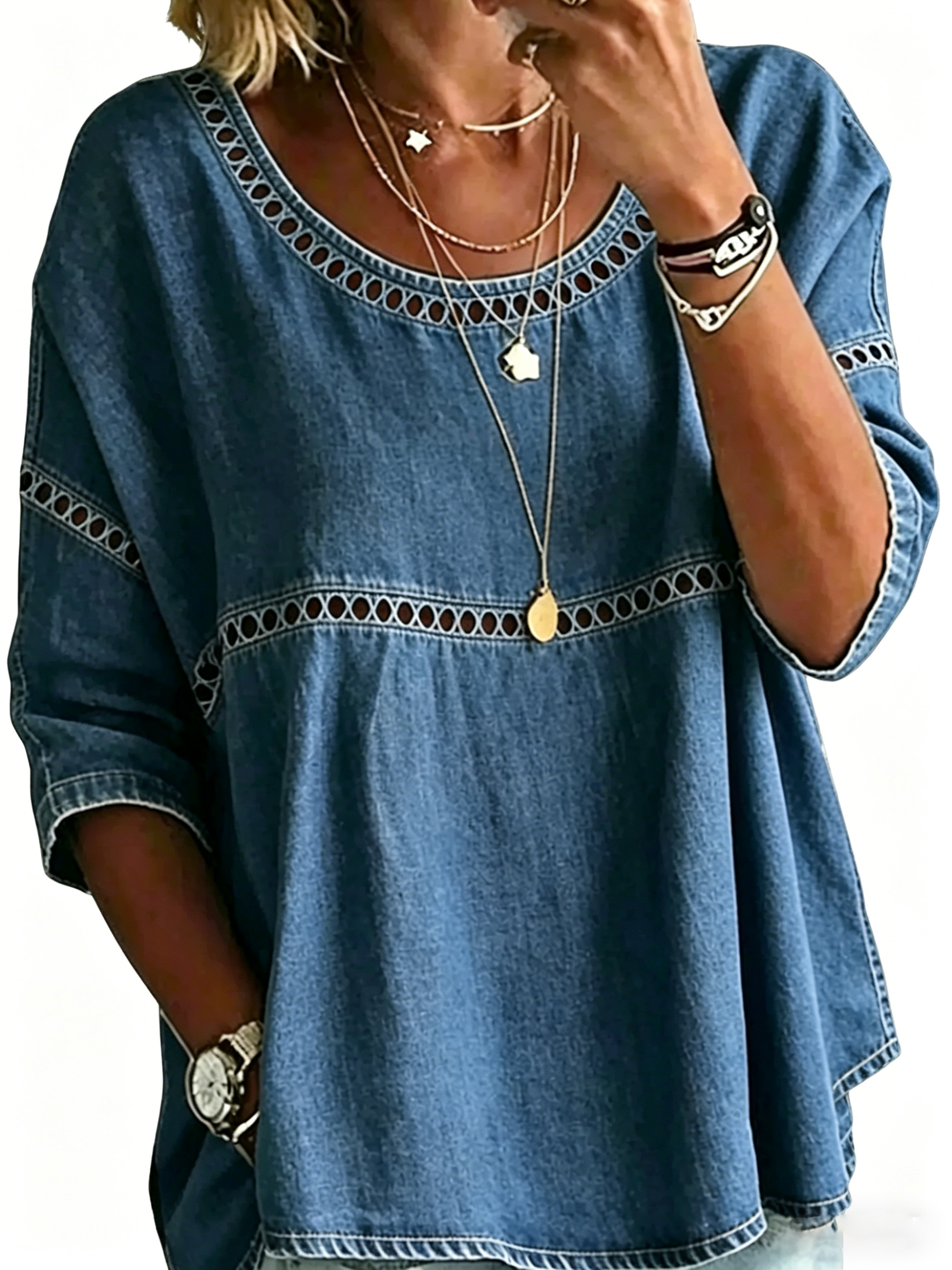 Women's Casual Loose Fit Denim Top