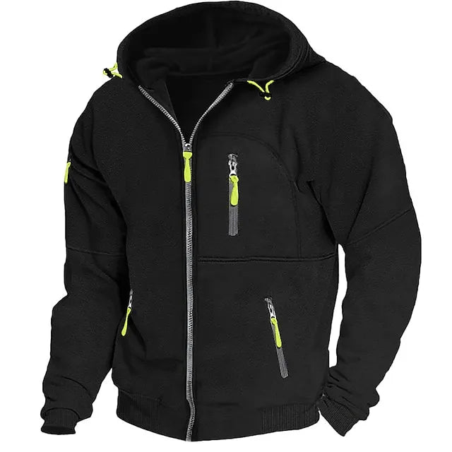 Men's Hoodie Full Zip Hoodie Fleece Hoodie Black White Wine Navy Blue Royal Blue Hooded Plain Zipper Pocket Sports & Outdoor Daily Holiday Polyester Streetwear Cool Casual Spring &  Fall Clothing