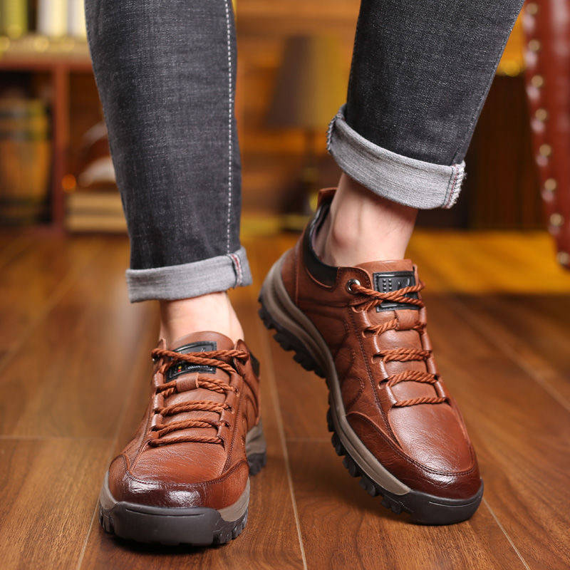 Men's non-slip outdoor leather British casual hiking shoes - Relieve Foot Pain