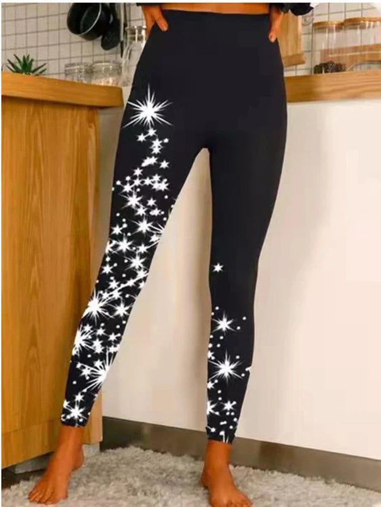 High waist slim leggings with super stretchy print